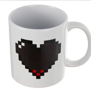 ☕️❣️Pixel Heart Morphing Coffee Tea Cocoa Mug Kikkerland